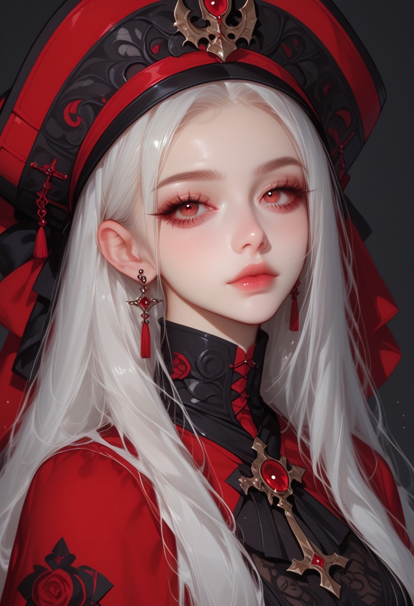 Abyssal Elegance - Crimson Eyes in Gothic Void