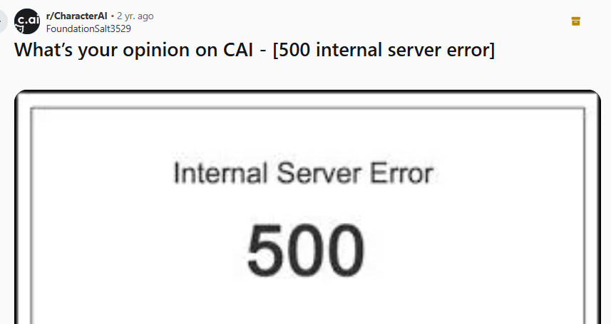 C.AI Internal Server Error on Reddit: Decoding Outage Patterns & Community Fixes