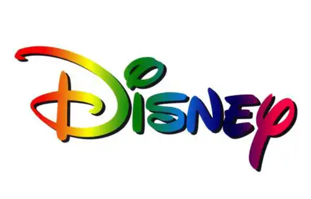 A colourful Disney logo with a rainbow gradient effect on the text, set against a white background.
