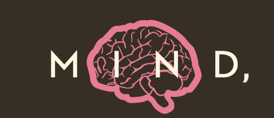 A stylised illustration featuring the word 'MIND,' with a pink outline of a human brain replacing the letter 'I', set against a dark background.