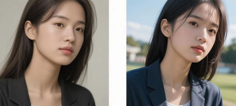 AI photo editing interface showing before and after comparison of overexposed photo correction using free online tools with automatic enhancement features