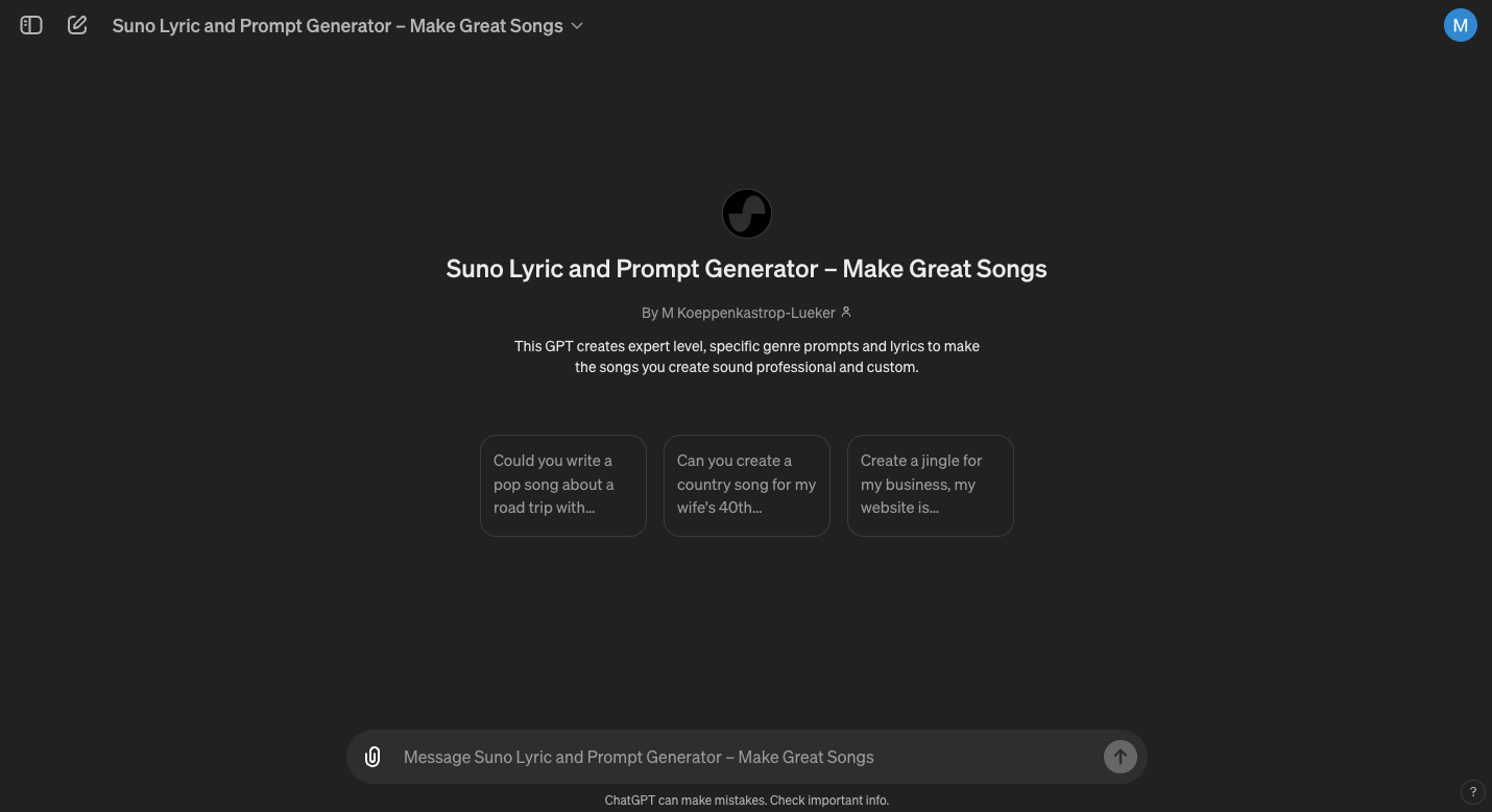 What is Suno Lyric and Prompt Generator? Custom GPT for Better Lyrics and Prompts